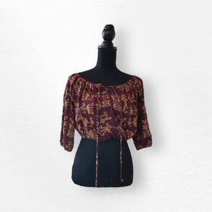 Sadie & Sage Bohemian Drawstring Lace Up Crop Top